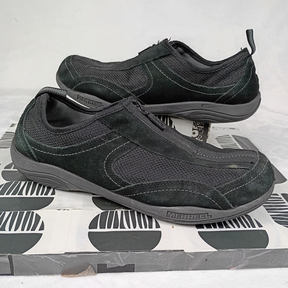 Merrell‎ Black Suede Mesh Zip Up Sneakers Womens Size 10 Hiking Walking Shoes